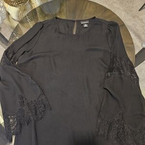 Liz Claiborne Black Blouse with Lace Sleeves